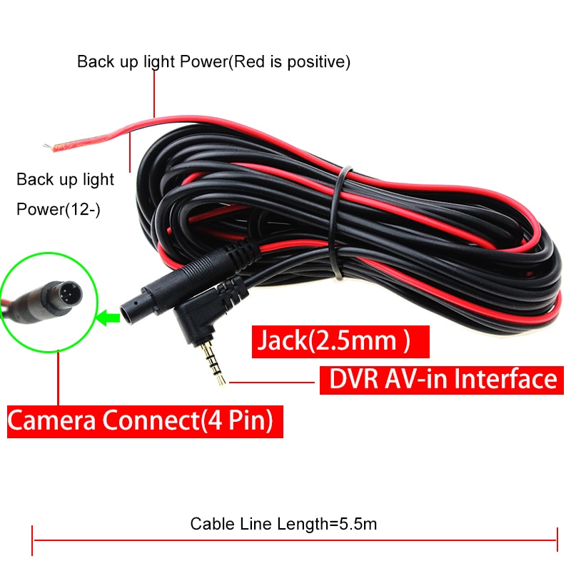 HaiSunny 5.5M 10M 15M 2.5mm TRRS Jack Connector To 4Pin Video Extension Cable For Truck/Van Car DVR Camera Reverse Camera