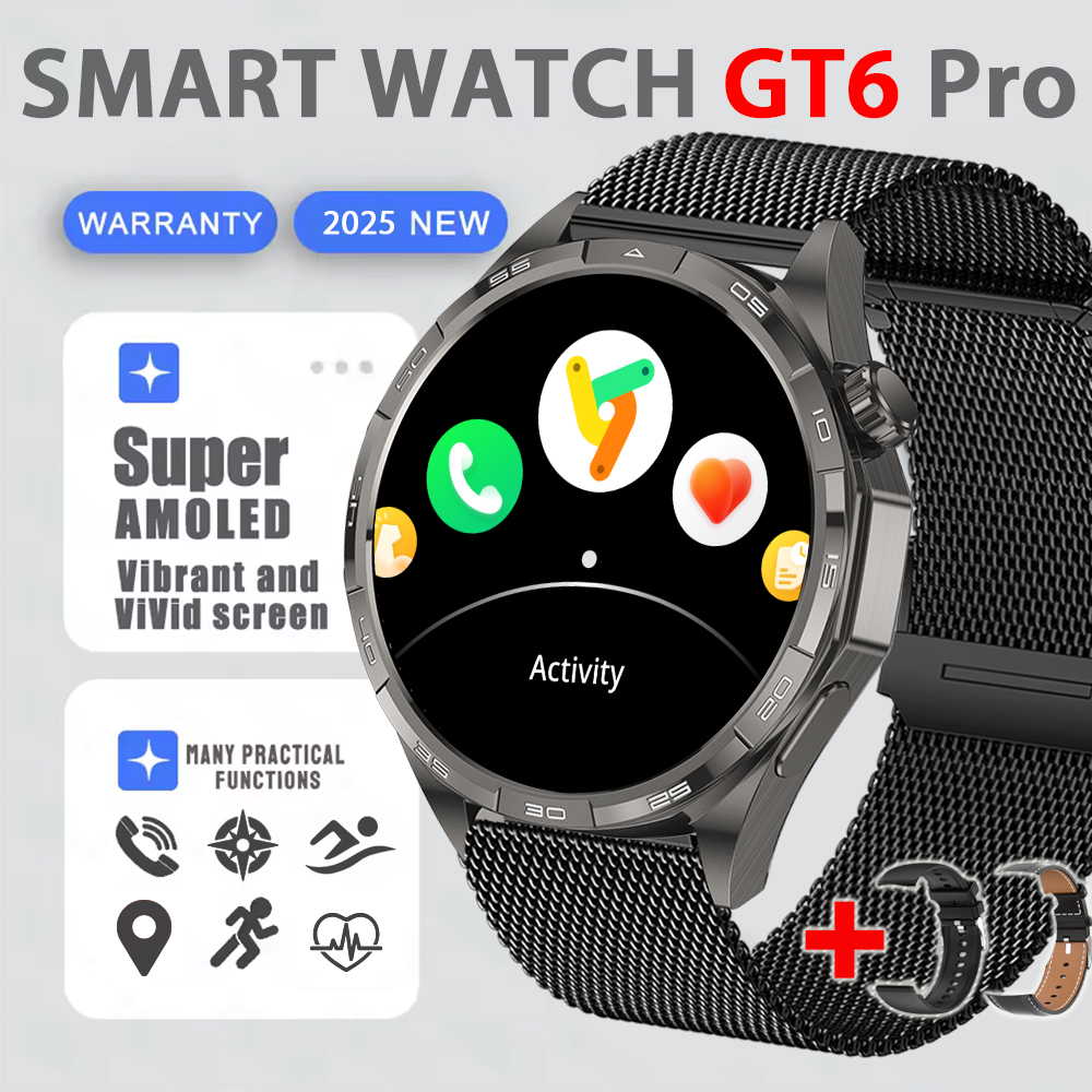 accorto guarda GT6 pro (2025) GPS AMOLED HD da 1,50 pollici Promemoria messaggio Chiamata Bluetooth Frequenza cardiaca 4 GB Smartwatch Riduzione 100%: Giallo