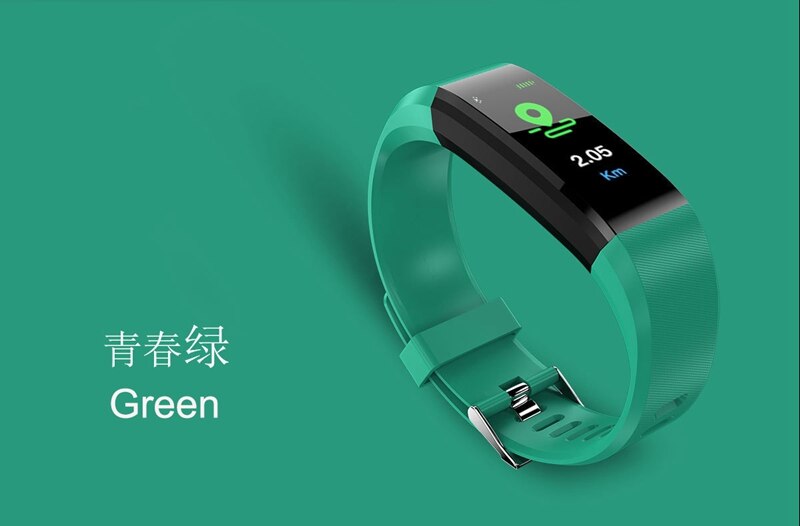 Heart Rate Fit Bit Smart Band Bracelet Watch 115 plus with Step Calories Mileage Blood Pressure Sleep Monitoring: green