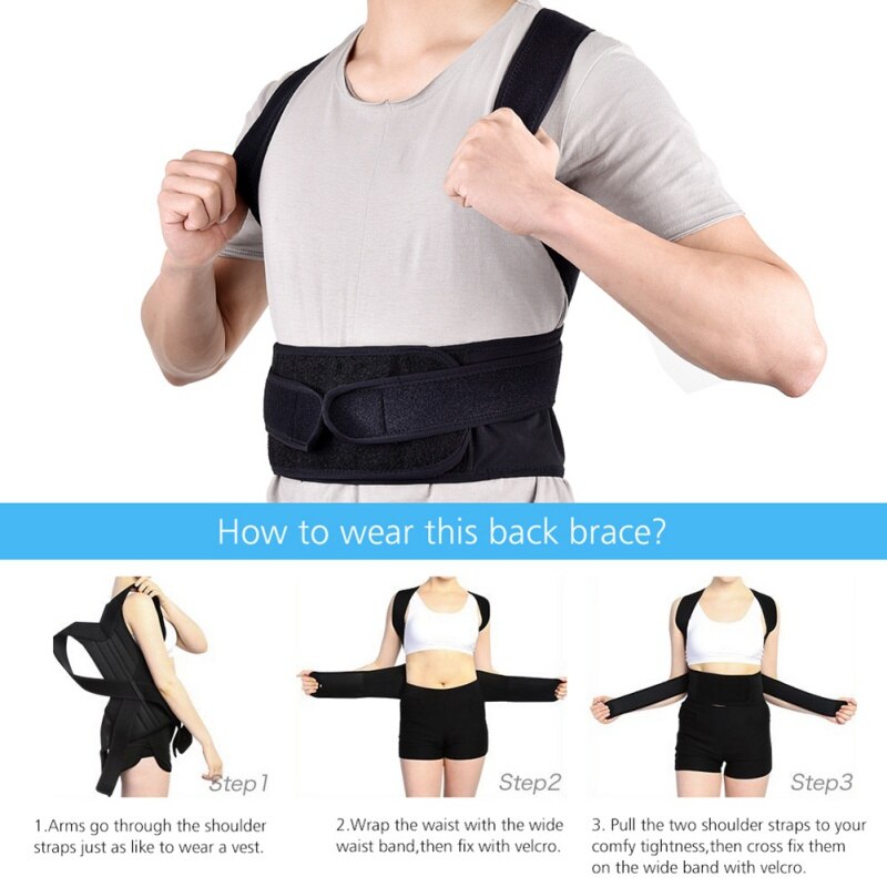 Unisex rugorthese rugleuning uit een stuk steun riem houding korset heren gezondheidszorg corrector de postura back support pro