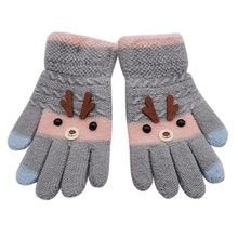 Winter freundlicher Finger warme gestrickte handschuhe mädchen Plus samt gestrickte handschuhe für freundlicher Fäustlinge Handschuhe obst: Grau