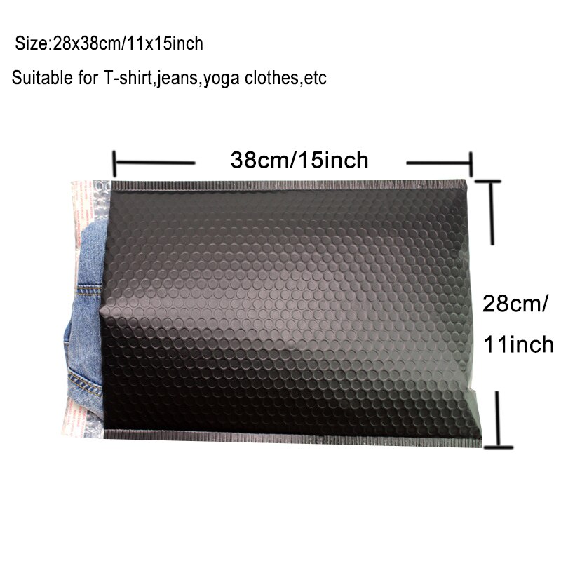 10PCS Schwarz Metallic Gepolsterte Mailer Porto Mailer Kleidung Schuhe Beutel Folie Blase Umschläge: Matte-25x35cm