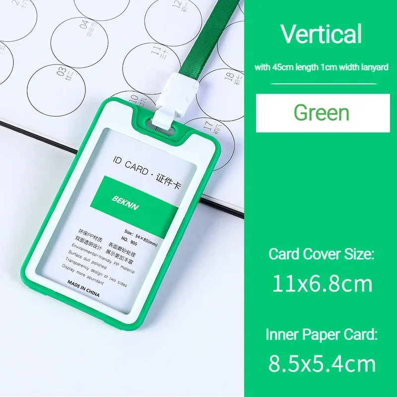Porte-carte sangle de cou avec lanière porte-Badge carte d'identité de travail Bus couverture d'identité d'affaires porte-carte en plastique sacs fournitures de bureau: green