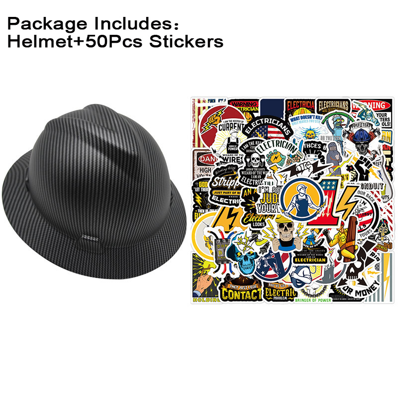 CE Full Brim Safety Helmet Hard Hat Stickers Carbon Fiber Construction Work Cap Lightweight HDPE Railway Protective Hard Hat: Beige