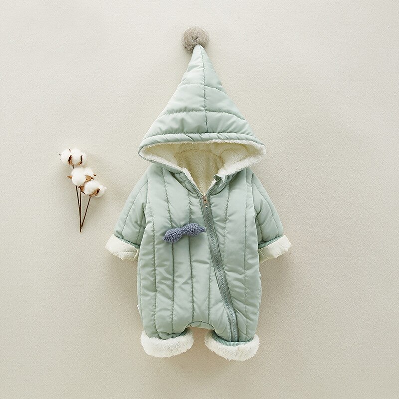 Vinter bomuld flyverdragt diagonal lynlås nyfødt pige tøj til drenge frakker hætte baby fleece jakker spædbørn børn: Lysegrøn / 12m