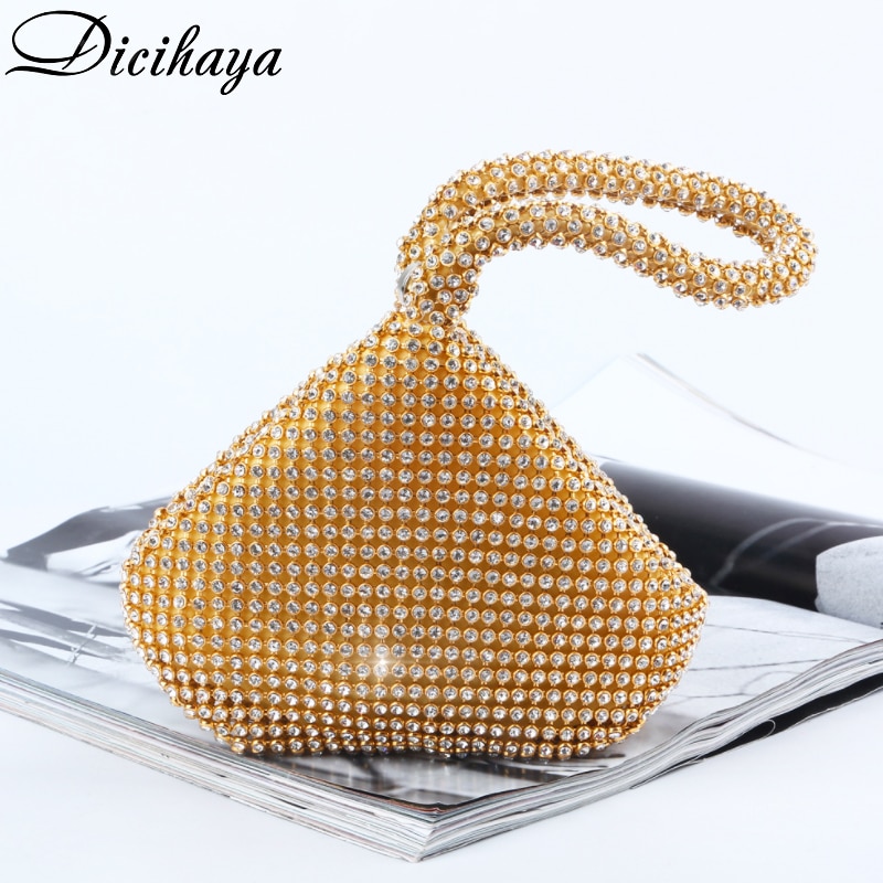 DICIHAYA Soft Beaded Women Evening Bags Zipper Small Lady Wedding Bridalmaid Handbags Purse Bag Diamonds Clutch Bags