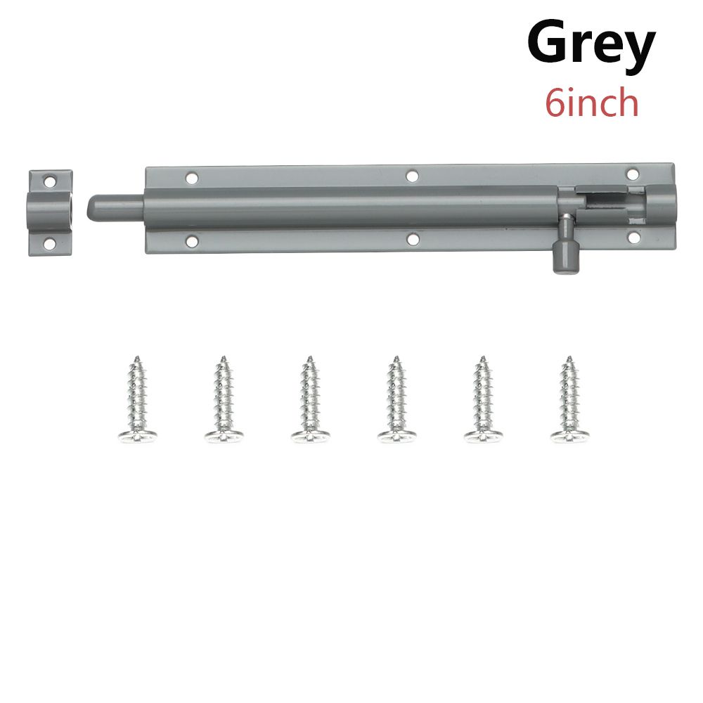 2/3/4/5/6/8inch Aluminum Alloy Door Latch for Home Window Catch Lock Slip Bolt Fiting Door Lock Buckle Silent Gate Hook Hardware: grey-6inch