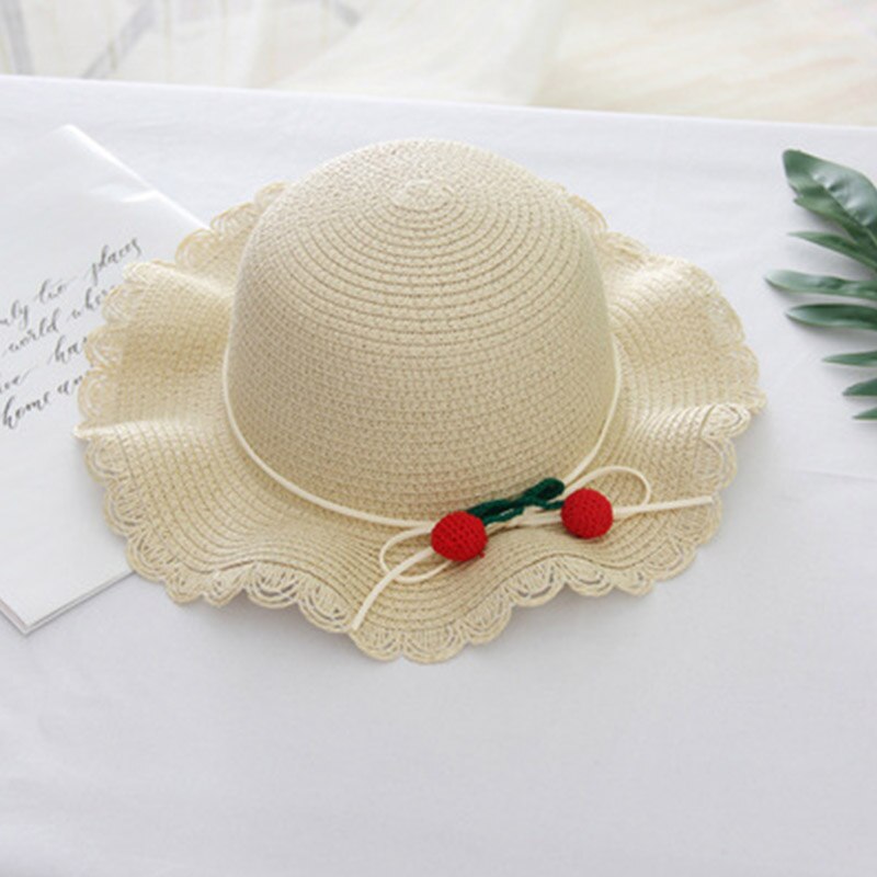 New Summer Baby Girl cappello di paglia borsa Set vacanze all'aperto bambini ragazze Cherry Beach cappelli da sole bambini Panama Cap And Bag Suit: C Beige hat