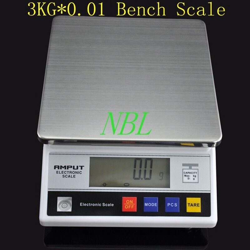 3000g 0.1g elektronisk bordsbänkvåg 3kg lcd digital köksmatvåg 10kg*0.1g hushålls stålgårdsadapter viktbalans