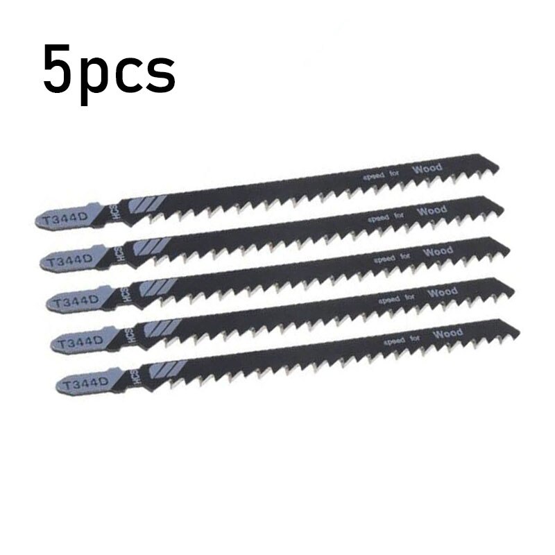 5pcs Jigsaw Blades Cutting Tool For Wood Sheet Panels Extra Long T344D 6T T-Shank HCS Jigsaw Blades