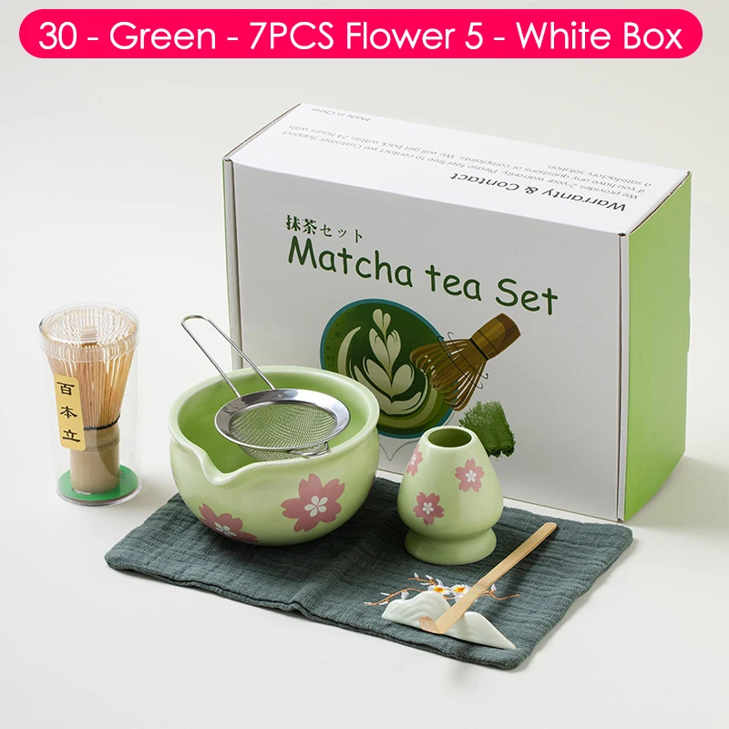 Ensemble Thé Matcha 5 Pièces WIYETY - Fouet, Bol, Cuillères Et Support En Céramique & Bambou