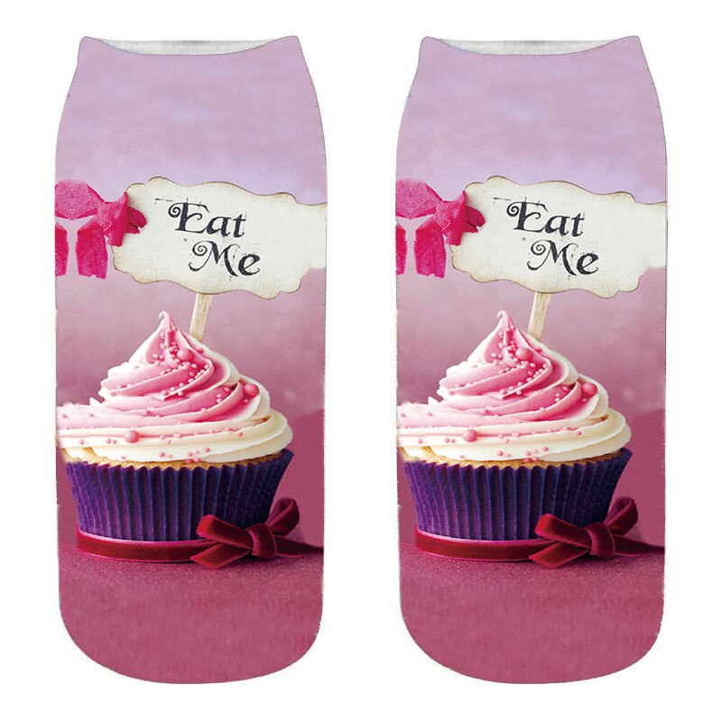 Calcetines de algodón con estampado 3D de comida para mujer, calcetín tobilleros de corte bajo, divertido, hamburguesa, patatas fritas, fruta, piruleta, Harajuku: Style10