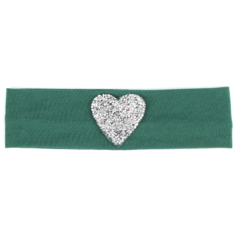 Geebro Kinderen Katoen Zachte Hoofdband Lente Leuke Steentjes Hart Platte Haarband Meisjes Stretch Hoofddeksels Haaraccessoires: green