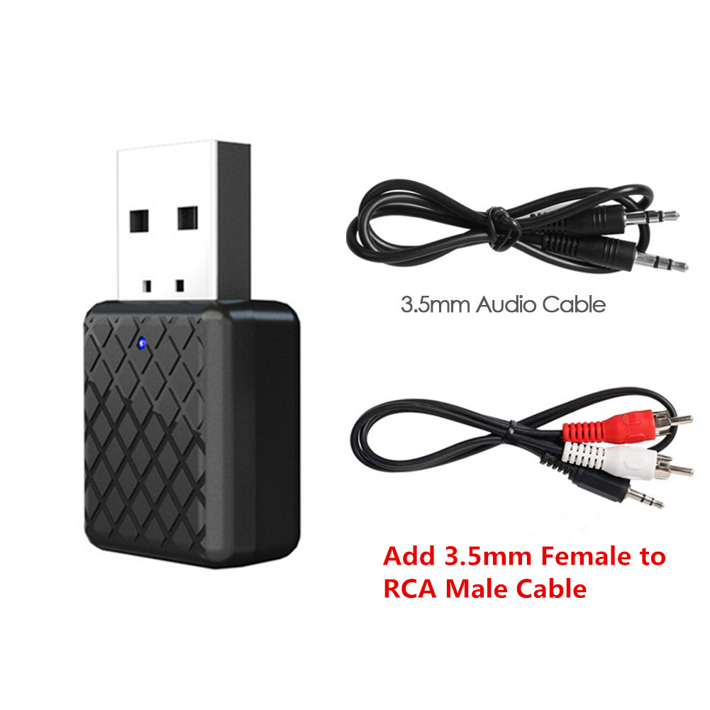 5.0 bluetooth sändare mottagare mini 3.5mm aux stereo trådlös bluetooth adapter för bil musik bluetooth sändare för tv: Färg 2 lägg till rca-kabel