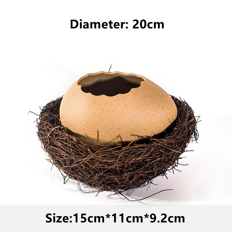 Moderne Eenvoudige Keramische Ambachten Persoonlijkheid Creatieve Dessert Kom Hydrocultuur Ei Shell Struisvogel Ei Vaas Woondecoratie: 08 / 1pcs