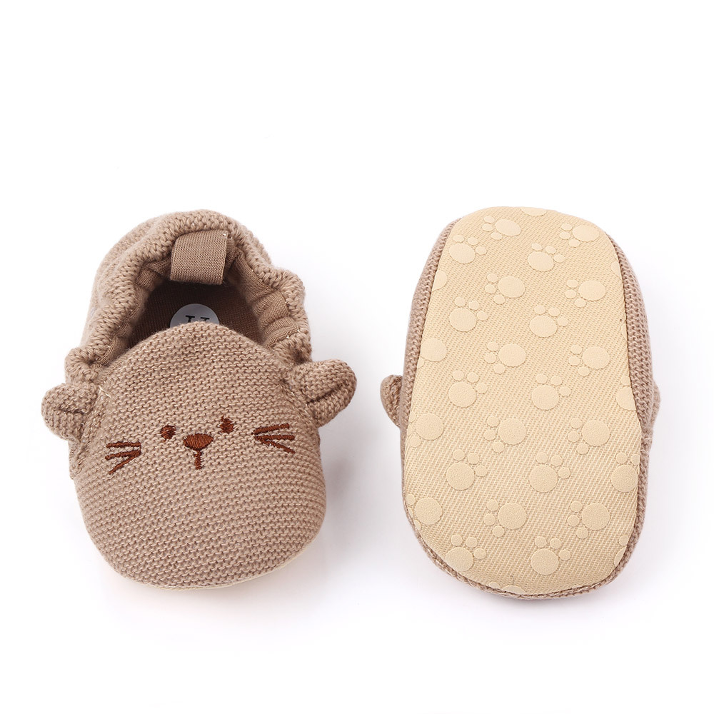 Zapatos para recién nacidos, zapatillas para bebés, niños y niñas, zapatos de cuna de punto, calzado de punto antideslizante de ganchillo con dibujos animados de ratón