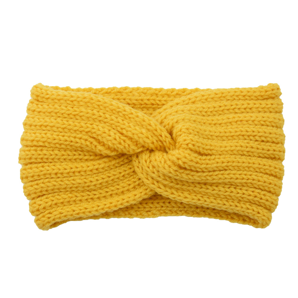 Wol gebreide knoop kruishoofdband voor vrouwen herfst winter boog elastische haarbanden meisjes haaraccessoires hoofddeksels haarbanden nieuw: Goud