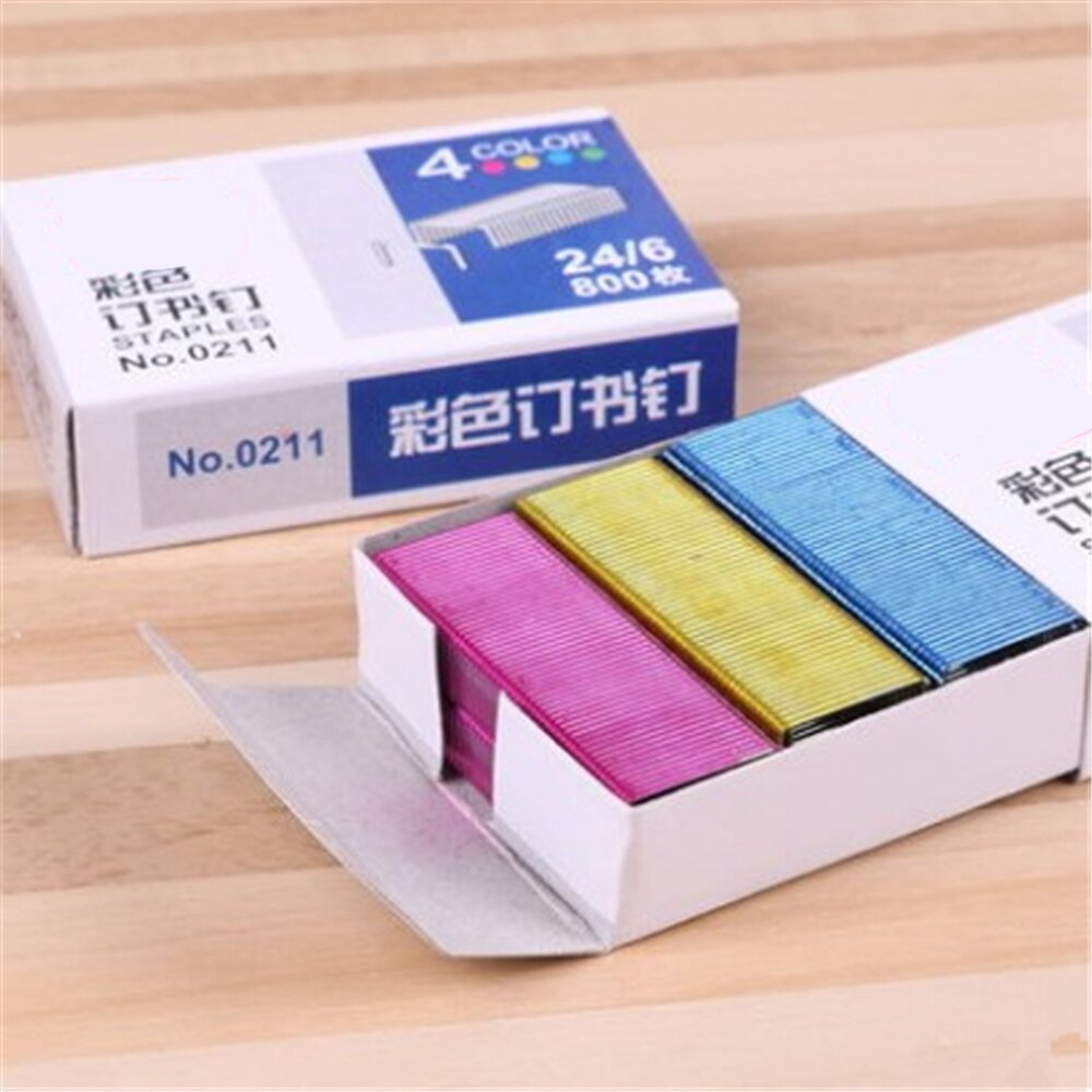 5 box 800pcs/box NO.0211 Office Colored Staples(24/6) for Stapler, Metal Booking Binding Staples Office School Supplies