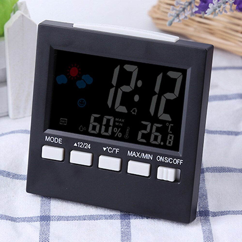 style Weather Clock Digital Display Thermometer humidity clock Colorful Screen LCD Alarm Calendar Weather Pop