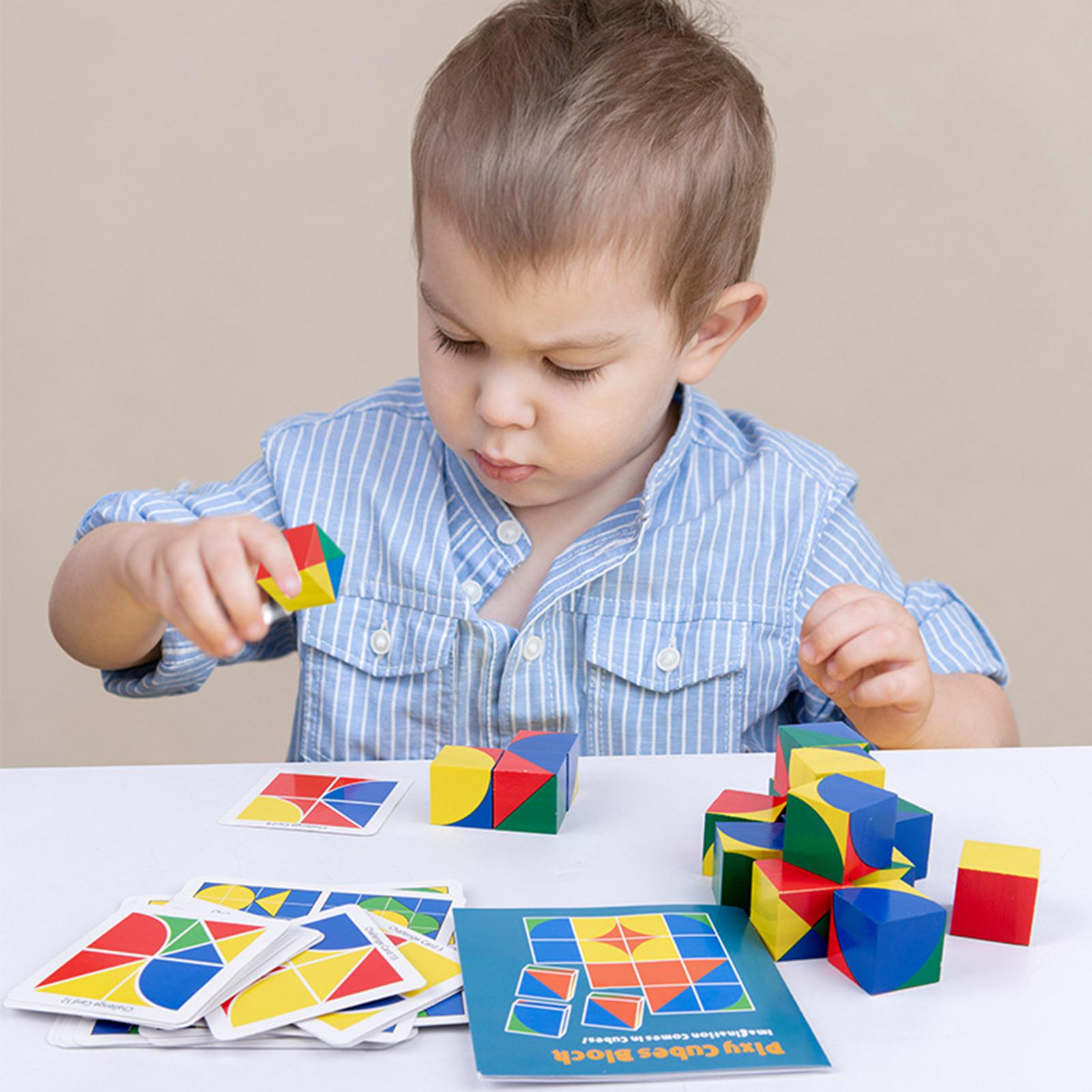 Kids Houten Bouwsteen Multicolor Ruimte Denken Educatief Kubus Speelgoed