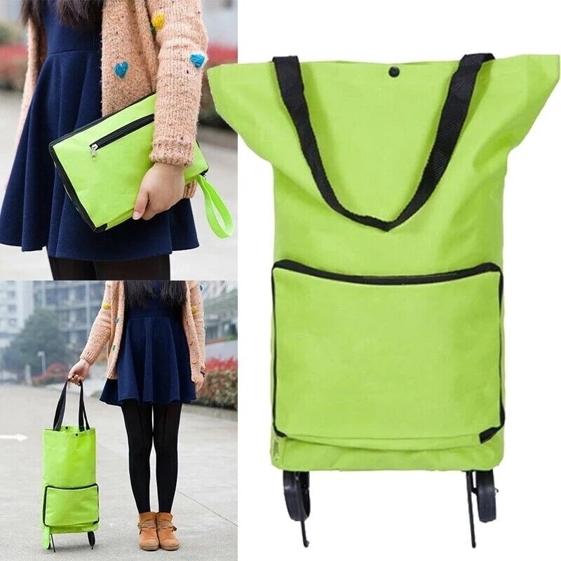 Folding Shopping Bag On Wheels Bag Food Shopping Organizer Trolley Bag Fruit Vegetables Shopping Cart Organizer Portable Bag