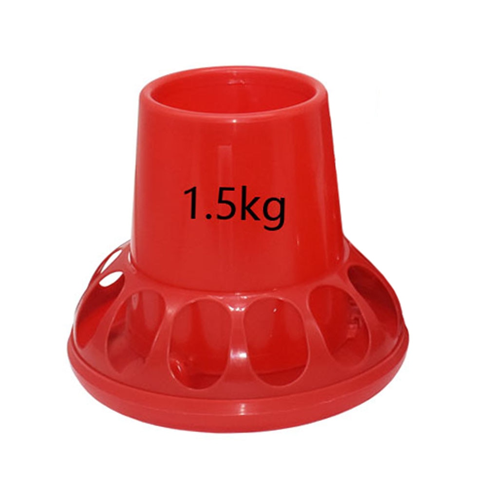 1 Pcs Poultry Feeding Tools 1.5Kg Red Plastic Chicken Feeders Quail Feed Bucket Poultry Farming Tools