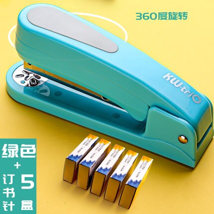 360 obrót ciężki obowiązek zszywacz użyj 24/6 zszywki bez wysiłku długi zszywacz szkolny zszywacz biurowy biuro introligatorskie materiały biurowe: zielony i 5 Staples