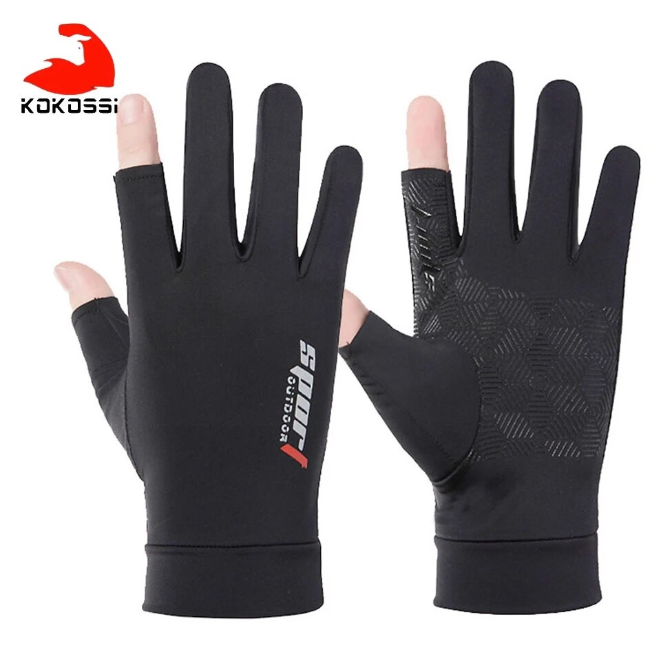 KoKossi Frühling Sommer strecken Eis Seide Handschuhe Kühlen Atmungs Leichte Weiche Komfortable Nicht-rutsch Verschleiß-Besteändig Angeln Handschuh
