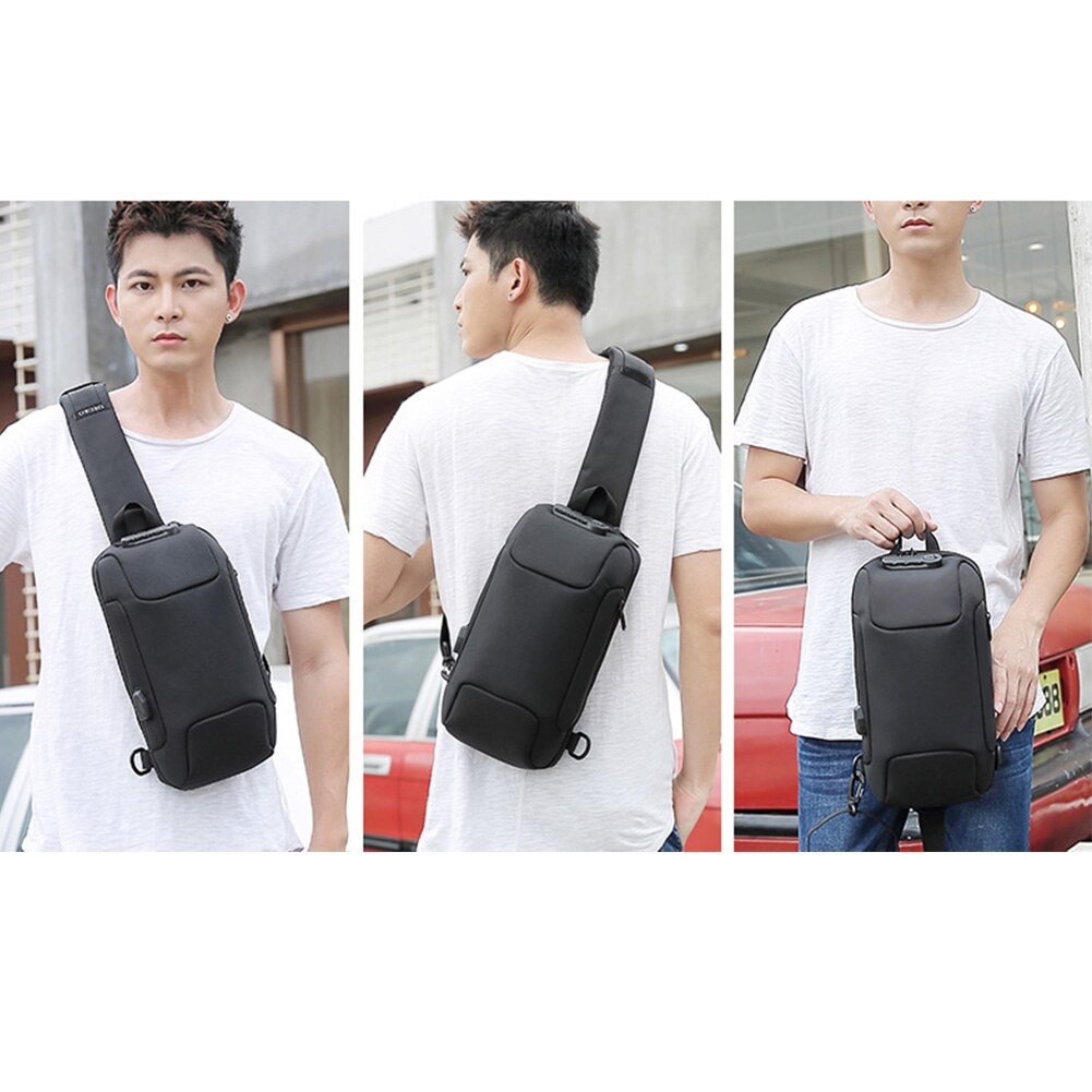 Travel Outdoor Lightweight Adjustable Strap Multifunction Oxford Cloth Crossbody One Shoulder Code Lock Anti Theft Men Chest Bag