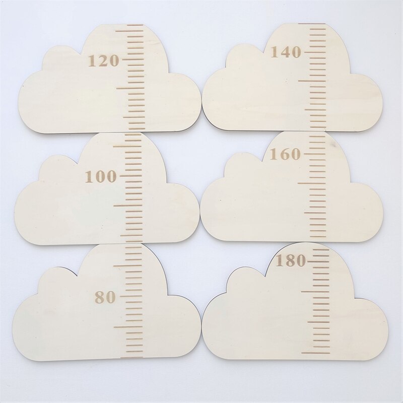 Nordic Style Wood Height Growth Chart for Kids, 60-180CM Height Measure Ruler Wall Sticker Nursery Wall Decor: 80-180cm-cloud