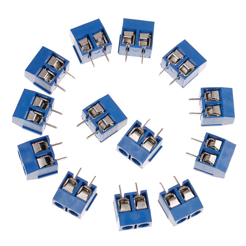10Pcs 2-Pin Pitch Screw Terminal Block Connector 5.08mm Panel Pcb Mount Blue