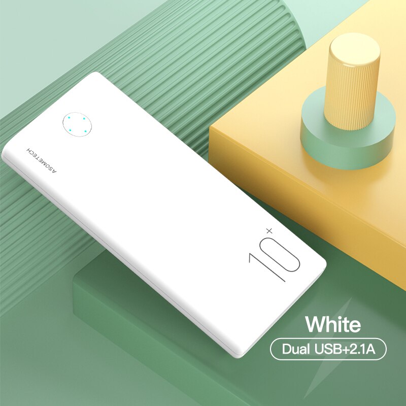 Power Bank 10000 Mah Draagbare Opladen Powerbank 10000 Mah Usb C Poverbank Externe Batterij Oplader Voor Xiaomi Mi 9 8 iphone: 2.1A White