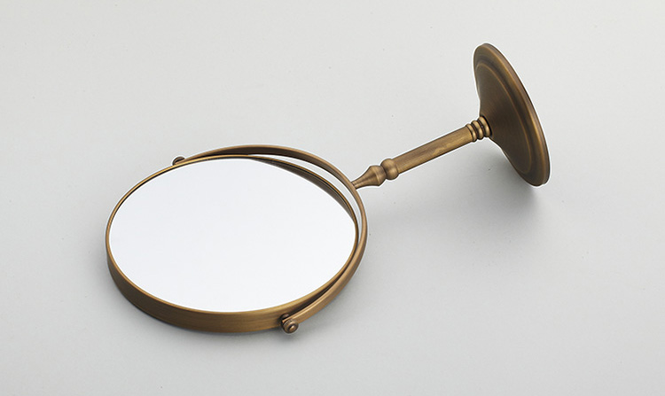 Double Sided 1X/3X Bathroom Magnifying Makeup Mirror Retractable Folding Arm Wall Mounted Dresser Round Mirror Rustic Brass