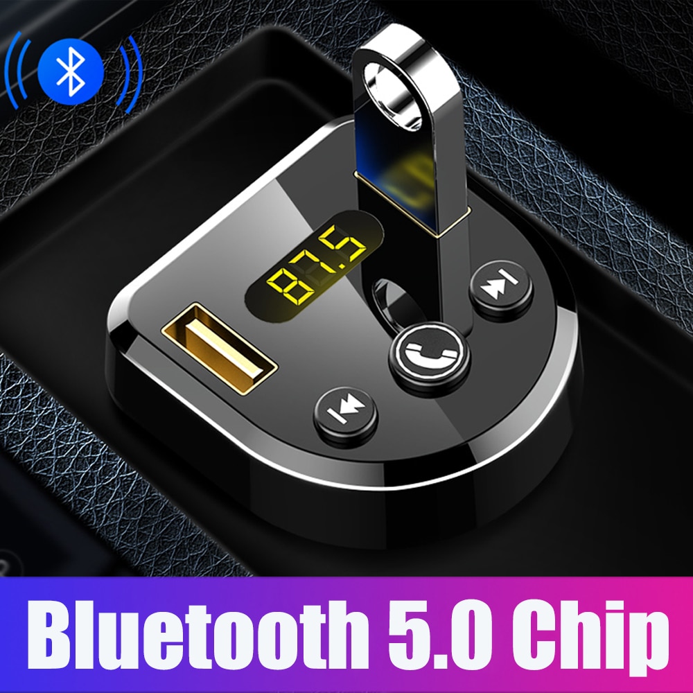 JINSERTA – Kit de voiture lecteur MP3, mains libres, Bluetooth 5.0, transmetteur FM, double USB, chargeur de voiture, Support U Disk, lecteur de musique, modulateur FM