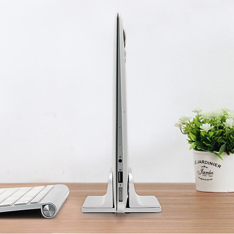 Adjustable Vertical Laptop Stand Bookshelf 1 Slot Aluminum Alloy Bracket Dual Notebook PC Desk Holder Support