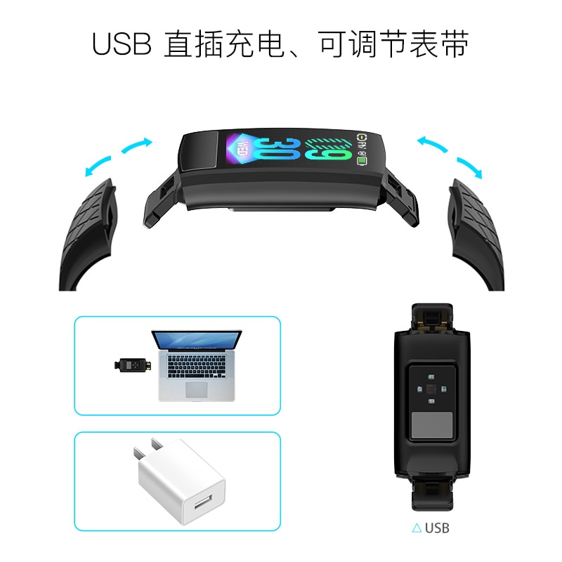 V3E ECG SPO2 Smart Band Heart Rate Blood Pressure Monitor Smart Bracelet Fitness Tracker Watch IP67 Waterproof Sport Wristbands