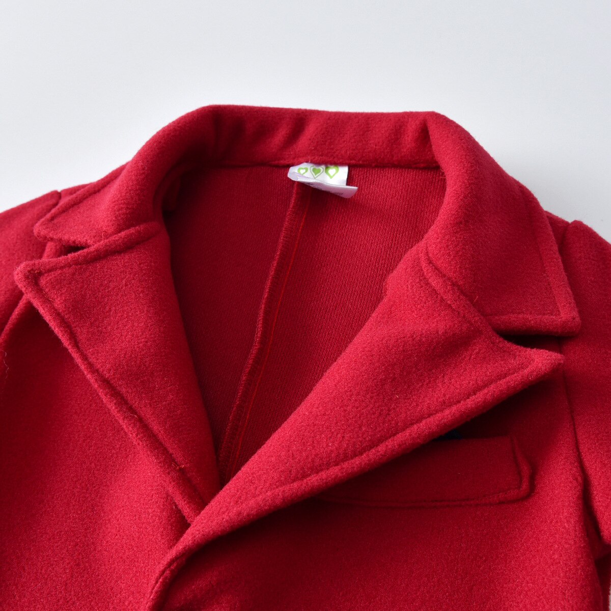 Abrigo de lana con cuello en V para bebés y niños de 1-7 años, ropa de abrigo de lana con botones de manga larga, Color rojo sólido, con bolsillo, para , invierno y otoño,