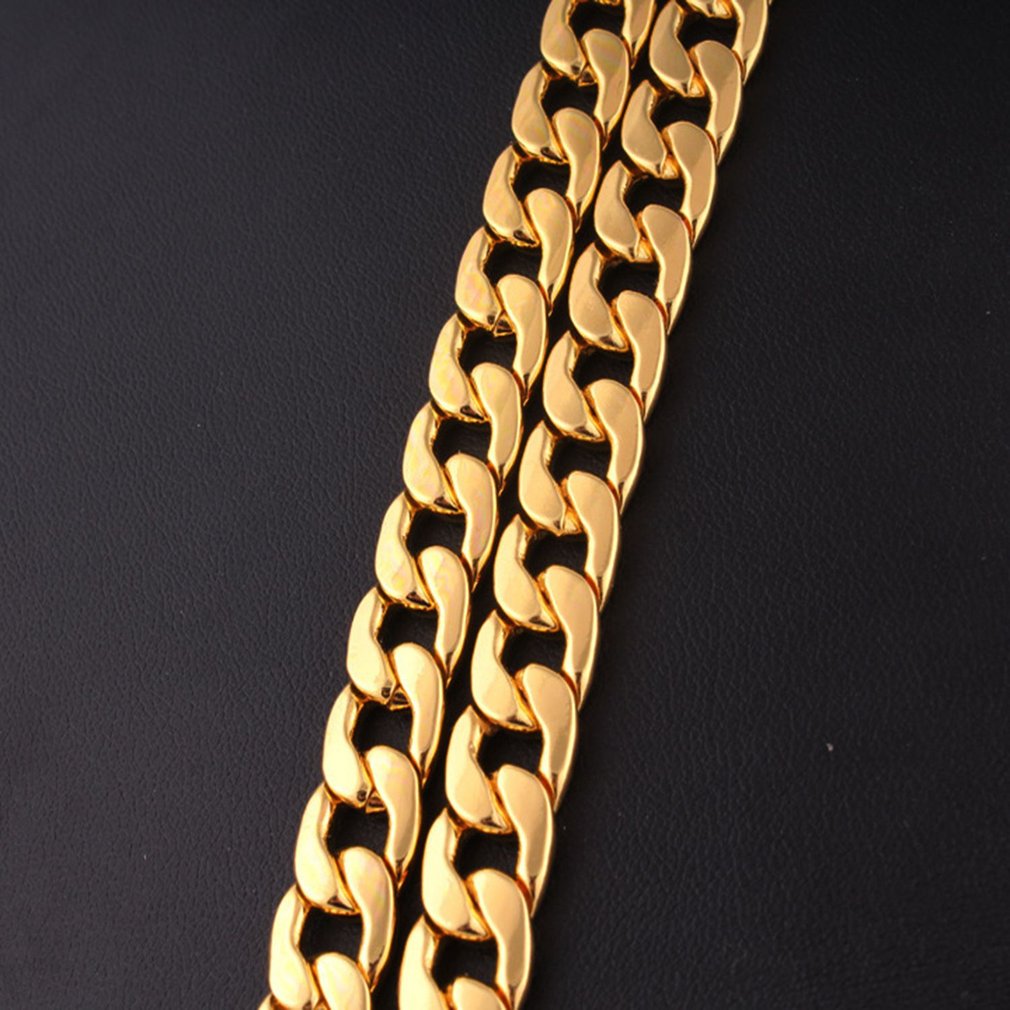 Punk Hip Link Golden Chain Rapper Men Necklaces Street Popular Metal Alloy Long Chain Decorative Jewelry