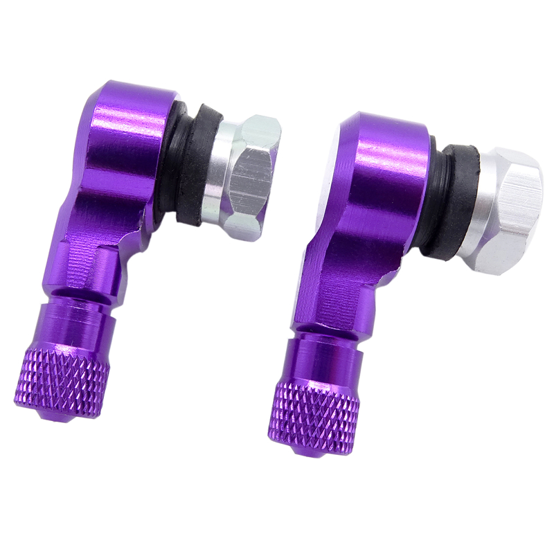 1 para uniwersalny 90 stopni 11.3mm zmodyfikowane motocyklowe nakładki na wentyl Moto ATV skuter opon zawór pnie akcesoria: purpurowy