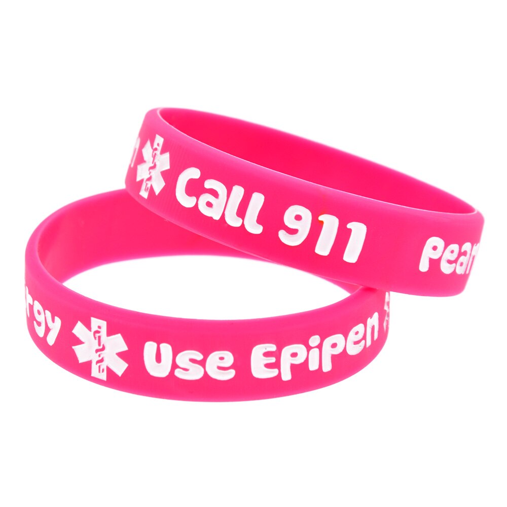 OBH 50 pièces en creux arachide allergie appel 911 Silicone caoutchouc Bracelet enfant taille