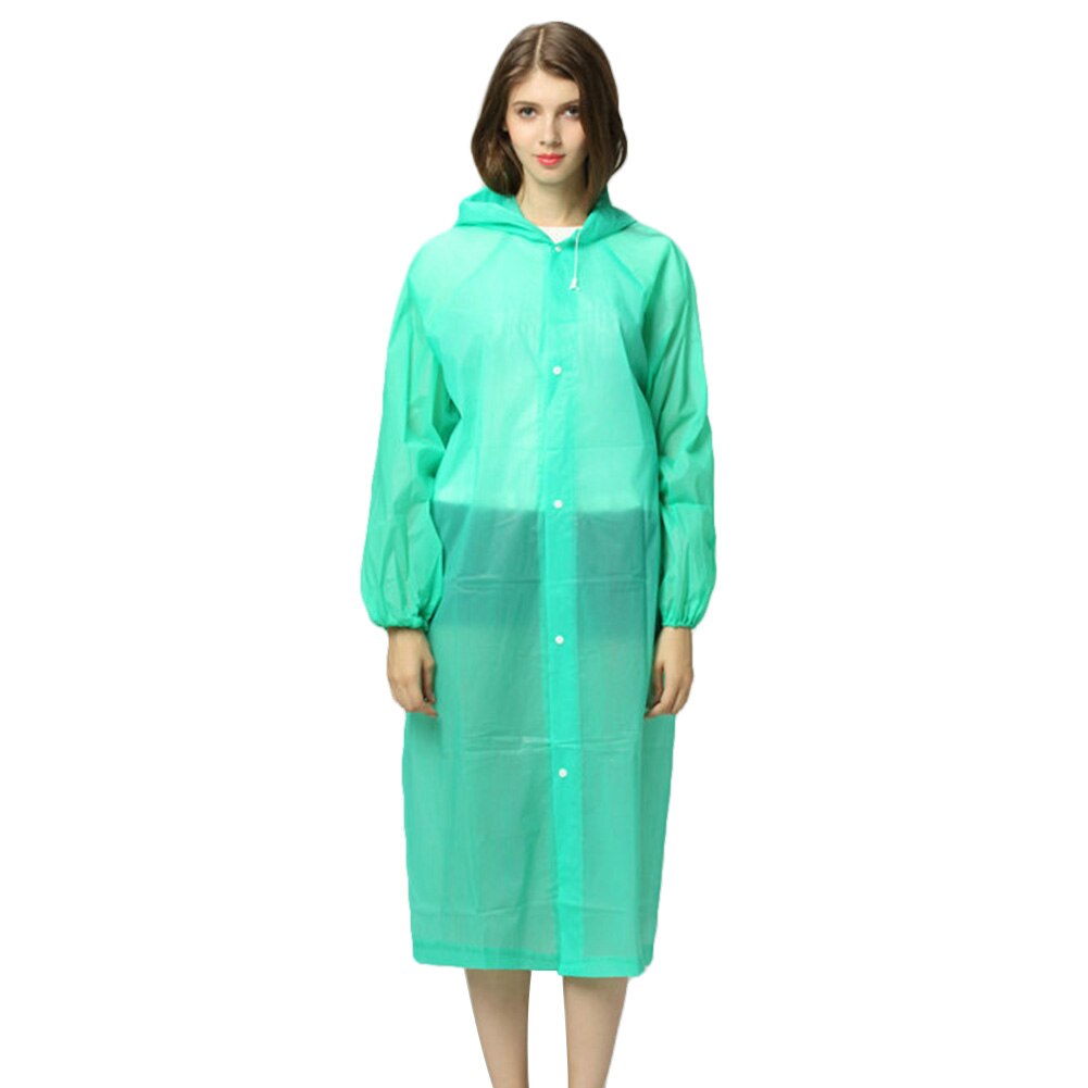 Let materiale bærbar unisex hætteklædt regnfrakke udendørs camping vandreture vandtæt poncho: Grøn