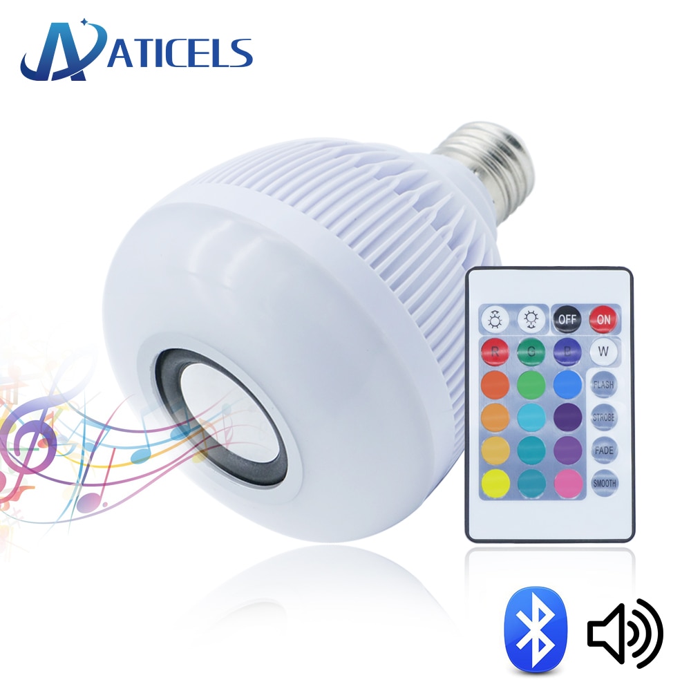 Smart E27 Bluetooth Speaker Led Lamp Rgbw 12W Met 24 Keys Afstandsbediening Muziek Draadloze Rgb Led Lamp AC100-240V
