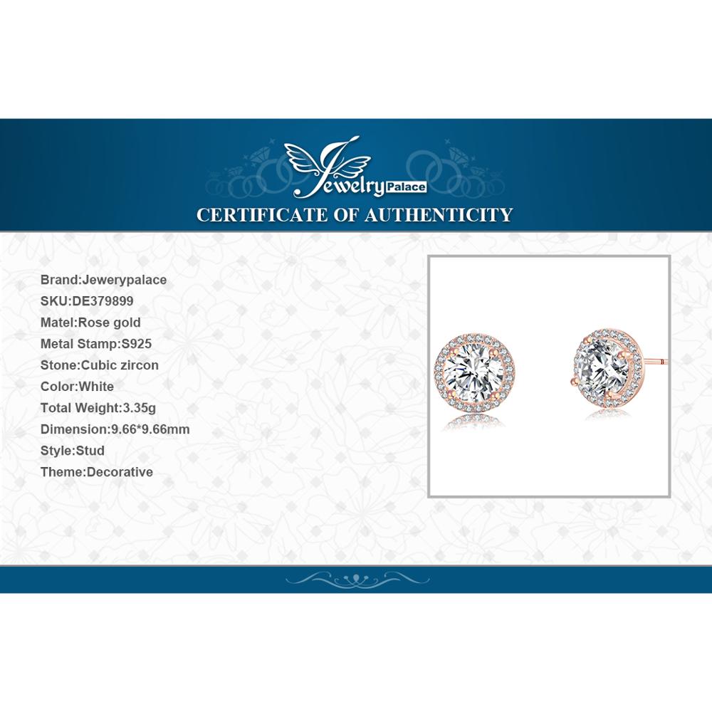 Jewelrypalace Cz Stud Oorbellen Rose Goud 925 Sterling Zilveren Oorbellen Voor Vrouwen Meisjes Koreaanse Oorbellen Sieraden