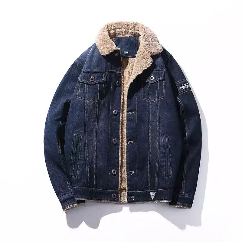 Denim Jacke Männer Winter Windbreaker warm Herren Jacken Outwear Jeans Mantel Männlichen Multi-tasche Cowboy Kleidung Plus Größe s-6XL: MG66009DarkBlue / 6XL