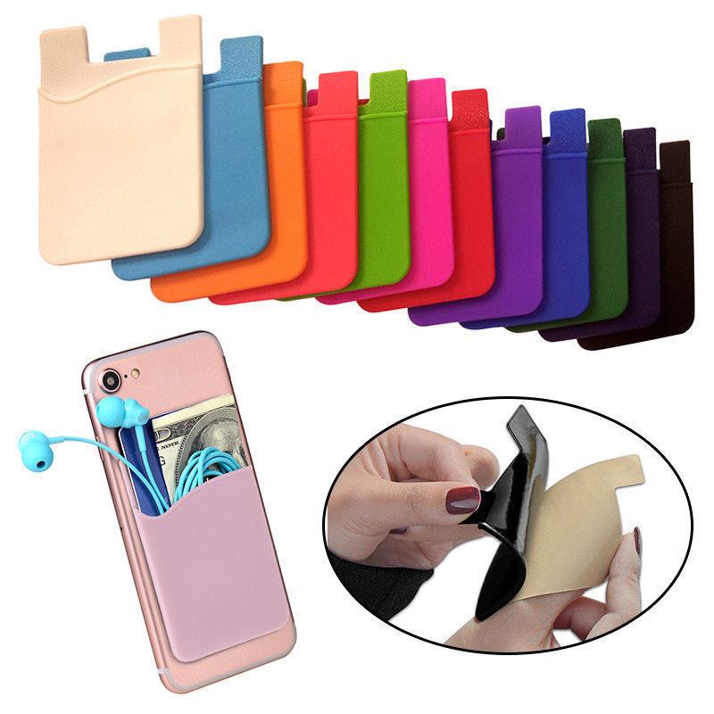 Dubbele Zak Elastische Stretch Siliconen Mobiele Telefoon Id Credit Kaarthouder Sticker Universal Wallet Case Card Houder Voor Telefoon