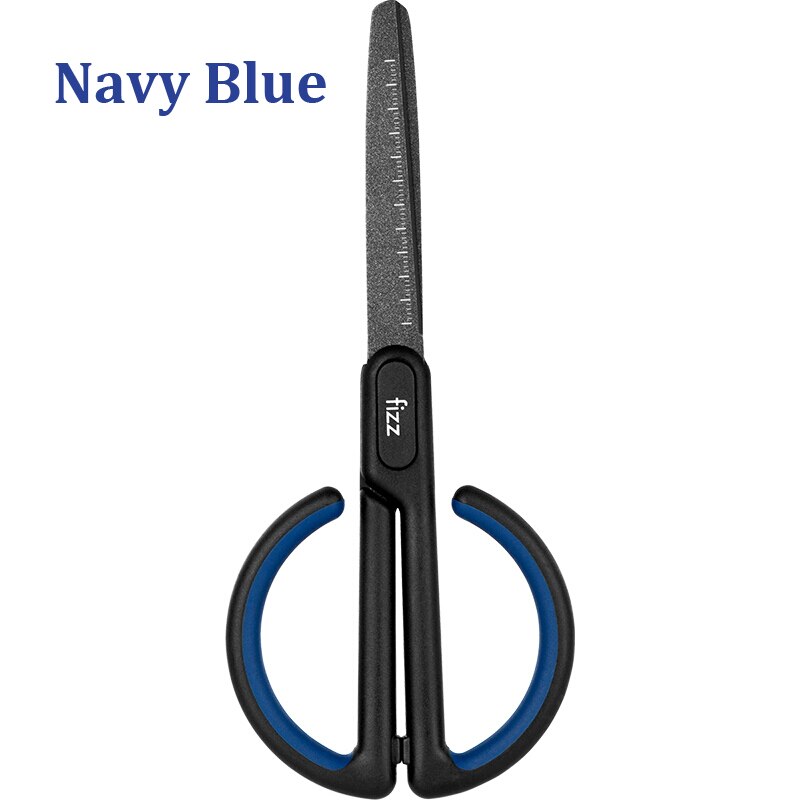 Fizz Anti-Stick With Scale Scissors Household Office School Antirust Hand Shear For DIY, Tape,Paper Shears Crop Tool 6 Colors: Navy Blue