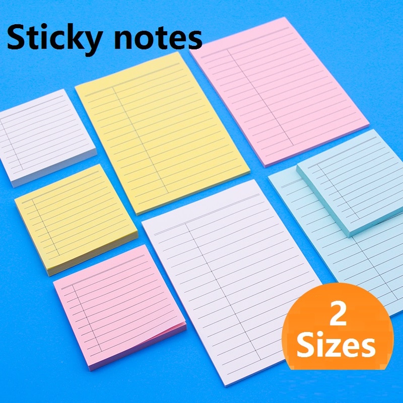 2 Sizes 76x76mm 102x152mm Sticky Note Paper With Black Lines 40/100Sheets Meeting Job School Homework Record Note Deli 21526