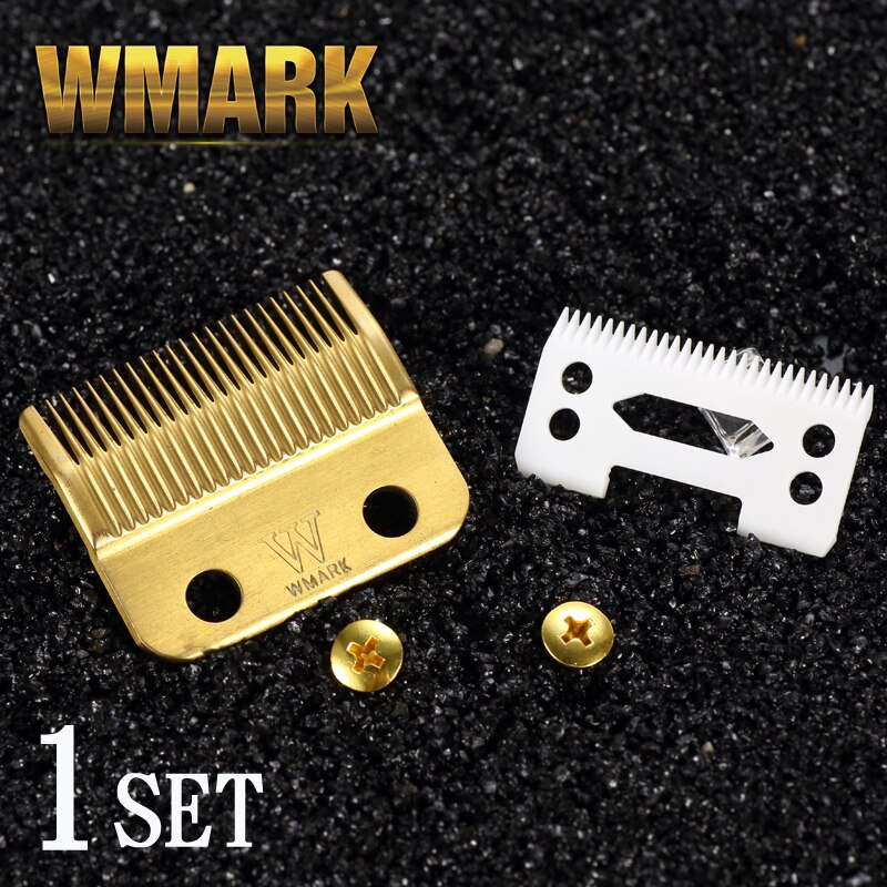 Wmark Professionele Tondeuse Blade Haar Snijmachine Hoge Doos Stalen Accessoires Gouden Met Keramische Blade Voor Draadloze: W-4 1 set
