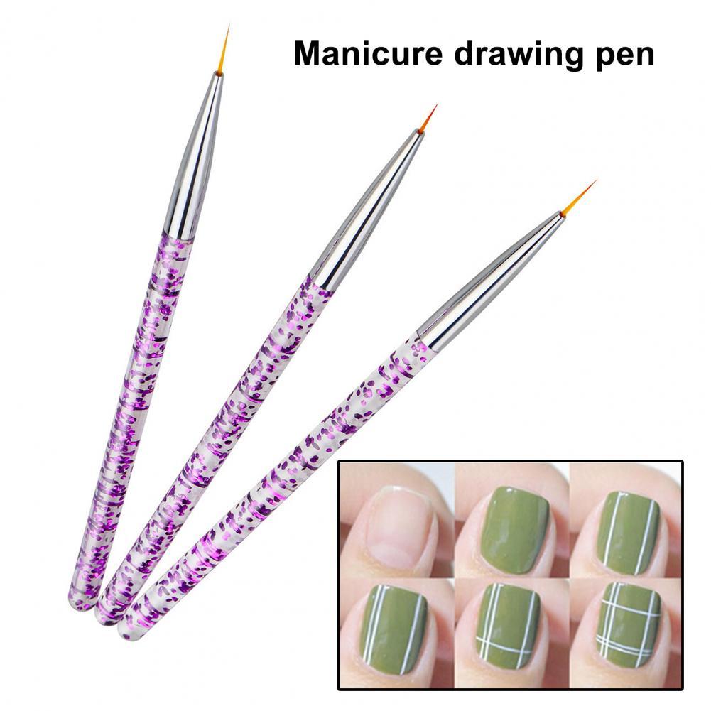 3 Stks/set Professionele Liner Schilderen Pen Nail Art Brush Nail Art Uv Gel Pen Art Salon Thuisgebruik Gel Nail borstel Duurzaam Acryl