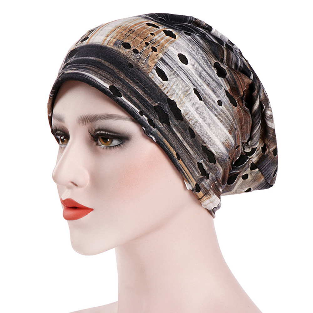 Kvinder indien hat afslappet blød behagelig muslimsk flæskekræft kemo hat beanie tørklæde turban hoved wrap kasket casquette femme #n: Kaffe